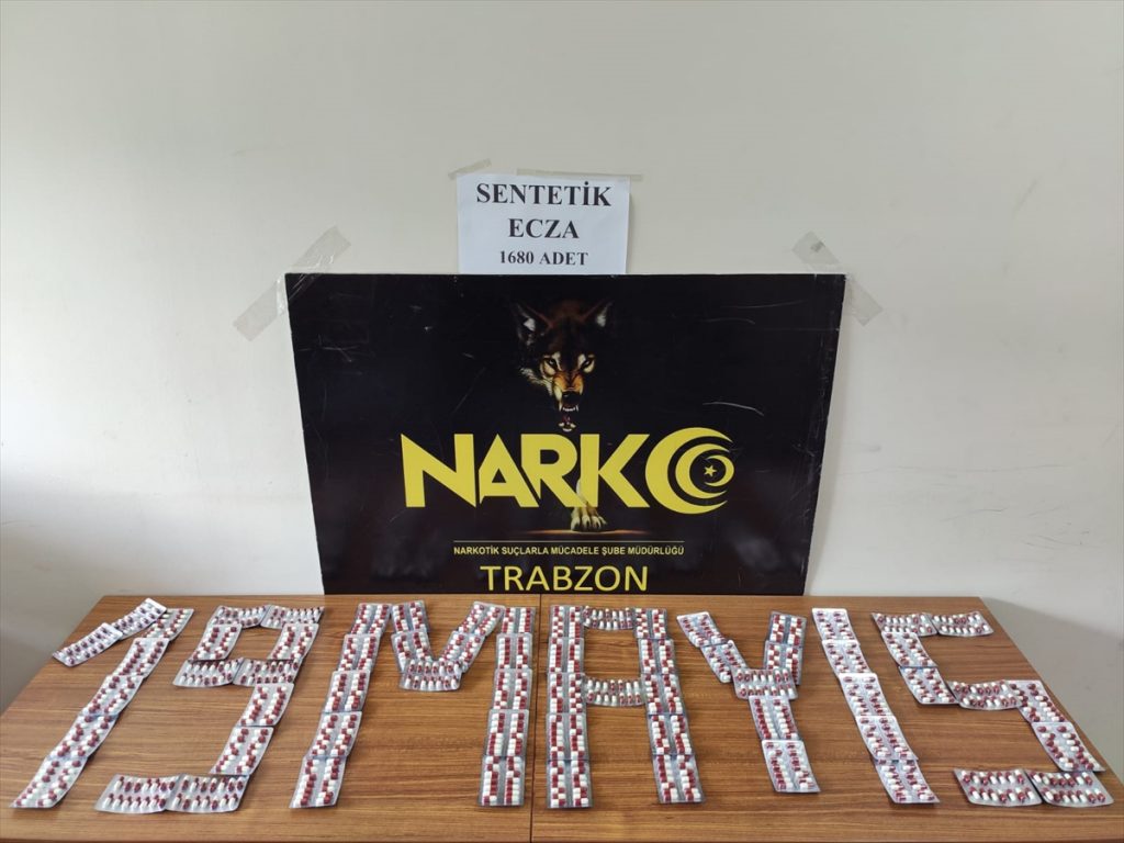 Trabzon’da 1680 uyuşturucu hap ele geçirildi