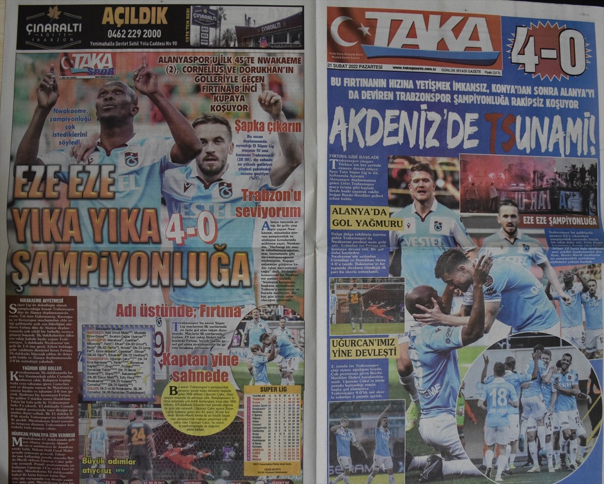 Trabzon yerel basınından “şampiyon” başlıkları