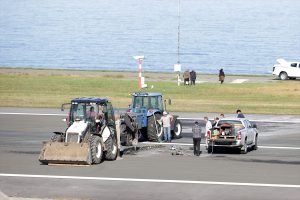 Trabzon Havalimanı’nda pist onarım çalışması yapılıyor