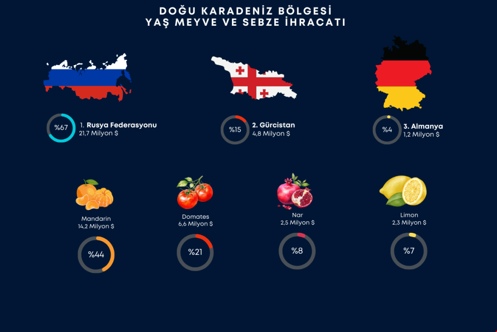 KARADENİZ BÖLGESİNDEN 27 ÜLKEYE YAŞ MEYVE SEBZE İHRACATI YAPILDI