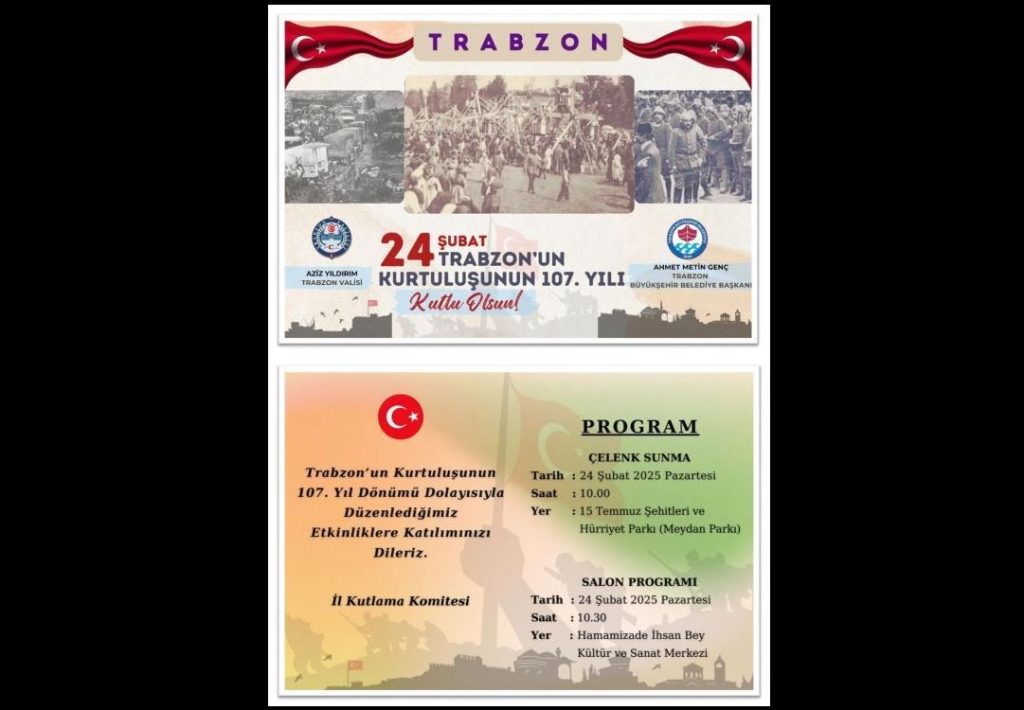 24 Şubat Trabzon’un Kurtuluşu’nun 107. Yıl Dönümü Kutlama Programı