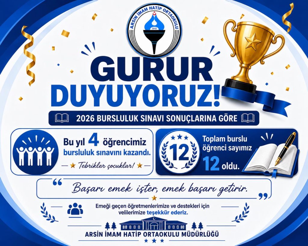 Arsin İmam Hatip Ortaokulu’ndan Bursluluk Sınavında Gururlandıran Başarı