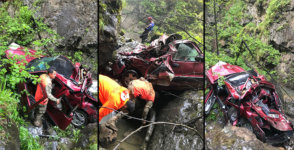 Trabzon’da dereye yuvarlanan otomobilin sürücüsü kayıp