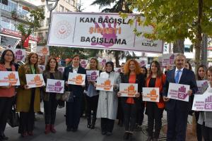 İl protokolünün eşlerinden “Kan Bağışla Şiddeti Bağışlama” kampanyasına destek