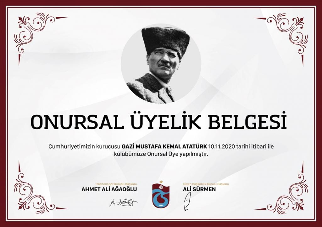 Büyük Önder Atatürk, Trabzonspor’a “onursal üye” yapıldı