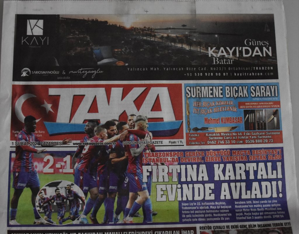 Trabzon yerel basınında Beşiktaş galibiyeti sevinci