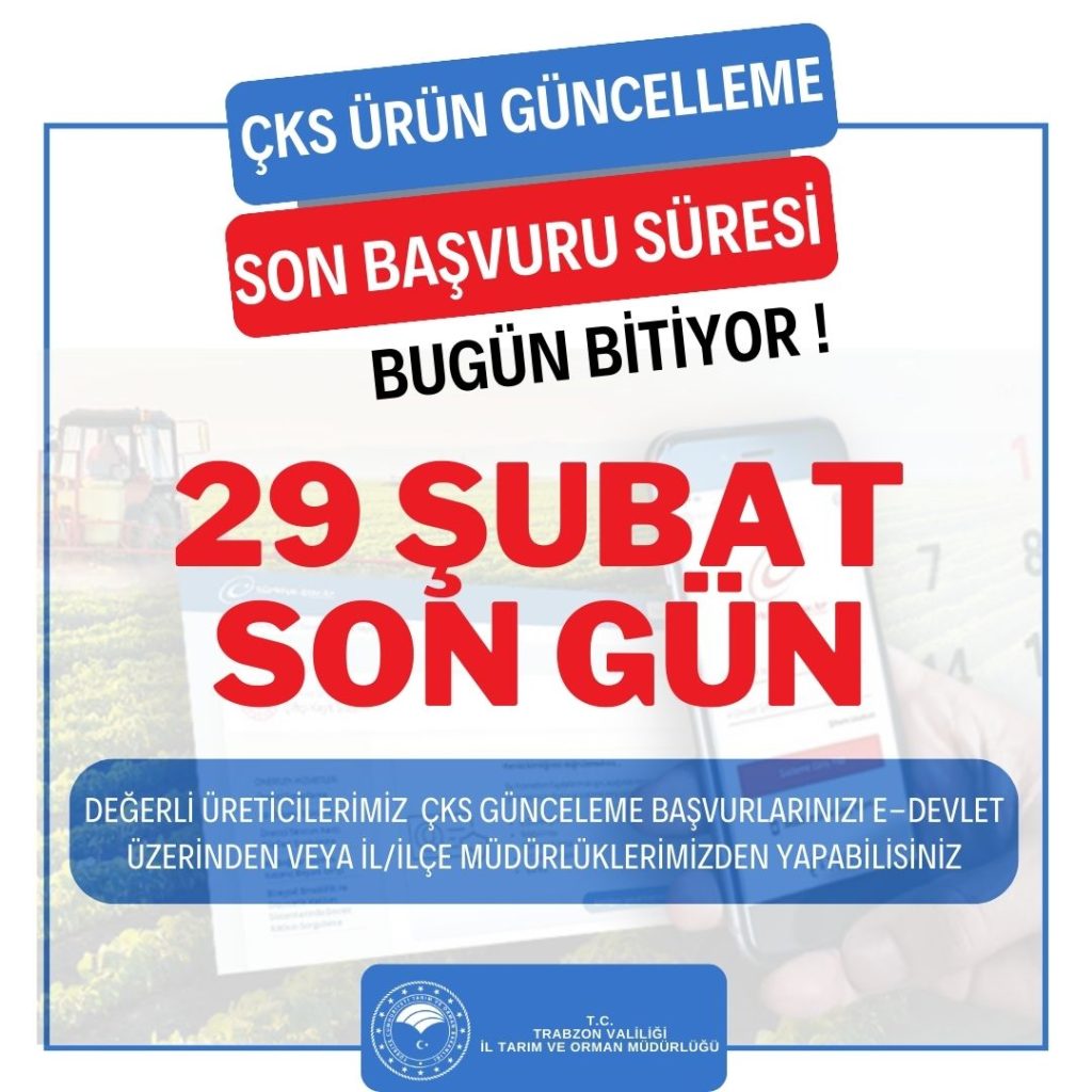 ÇKS ürün güncellemesi için son gün