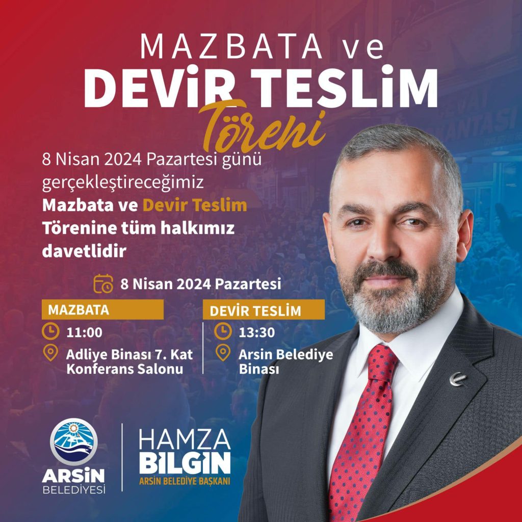 Arsin’de Devir Teslim Töreni Bugün yapılacak